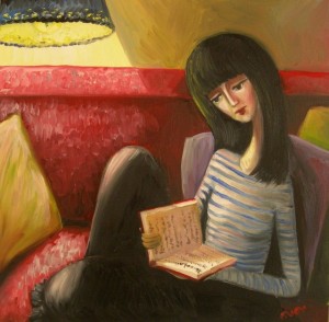 Girl with a book Oil on canvas 2007. Denmark