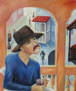 Man in the old city Oil on canvas 2002. Denmark