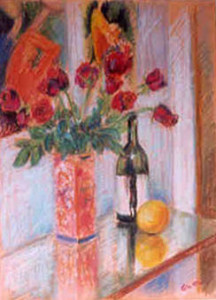 Still Life with roses Pastel 1999. Singapore